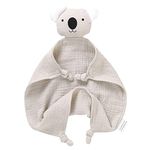 LAWKUL Baby Security Blanket Newborn Muslin Organic Cotton Babe Comforts Soft Infant Lovey for Boy Girl 40x40cm Koala Beige