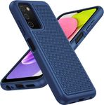 BNIUT for Samsung Galaxy A03s Case Shockproof: Dual Layer Protective Heavy Duty Cell Phone Cover Rugged with Non Slip Textured Back - Military Protection Bumper Tough - 6.5inch (Blue Navy)