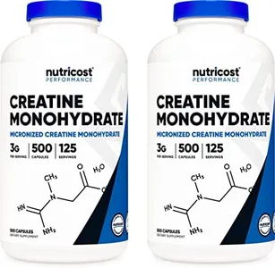 Nutricost Creatine Monohydrate 3000mg Serving, (750mg Per Capsule), 500 Capsules (2 Bottles)