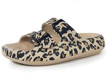 Women Sandals Cushion Slides Foam Sandal Summer cozislides Outdoor Pillow Slippers Slides Beach Shoes Leopard Men Size 7 8 Women Size 8 9