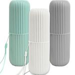 Cozlly 3PCS Toothbrush Case, Travel Toothbrush Cups Portable, Toothbrush Holder Plastic, Toothpaste Storage Container Sealed, Toothbrush Storage Case for Travel Camping Bathroom Business Trip