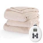 Sunbeam Velvet Plush Heated Blanket, Full Size, Mushroom