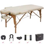 GreenLife® Basic™ Super Stable 28 Inches Width Height Adjustable Portable 2 Fold Massage Reiki Facial Table Bed with Free Carrying Bag & Head Rest & Arm Rests (All Included, White)