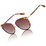 DUCO Diamond Trim Style Sunglasses for Women Polarized UV Protection Retro Designer Sunglasses DC1222 (Brown Tortoise)