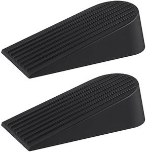JZWBLILY Door Stoppers for Bottom of Door on Floor,Premium Rubber Door Stopper Wedge, Floor Sturdy Stackable Door Stops for Carpet Heavy Duty Door, Door Gaps (Big 2 Pack, Black)