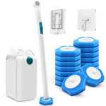 NEWE Disposable Toilet Brush, Toilet Bowl Wand Holder Set with Upgraded Clamping System, 16PCS Cleaner Refills, Bathroom Cleaning Tool for Sink Bathtub Drain Wash Basin Urinal