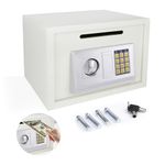 Safe Large 16L, Digital Safe with Removable Shelf, Steel High Security Safe Electronic Safe with Combination Lock and a Coin Slot, Cabinet Safe for Cash Documents Jewelry, White