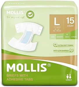 MOLLIS Pañales para Adultos Incontinencia, Bragas Absorbentes para Ancianos, Unisex, Hombres y Mujeres, Máxima Absorción, Control de Olores, Talla L, 15 Unidades