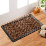 Prisha Cart Premium Waterproof Rectangular Doormat for Home Entrance, All-Season, Heavy-Duty, Natural Rubber, Fade-Resistant & Easy to Clean (60X40 cm Brown)