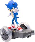 Sonic The Hedgehog 2 Sonic Speed RC Vehicle, Includes 6” / 15cm Sonic Figure, RC Rider and Golden Ring Controller To Perform Tricks and Spins, Wheels Light Up With Turbo Mode