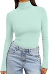 Trendy Queen Women's Turtleneck Long Sleeve Shirts Fall Fashion BasicThermal Underwear Tops Winter Clothes 2024 Sage L