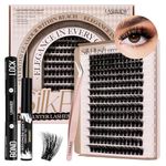 LASHVIEW DIY Lash Extension Kit, 9-16mm Mix D Curl Cluster Eyelash Extension Kit Cluster Lashes with Lash Bond and Seal, Lash Glue Remover and Lash Applicator W03