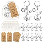 12Set Anchor Keychain Party Favors Wedding Favor for Guests Nautical Themed Party Supplies with Anchor Rudder Lifebuoy and Gauze Bag Thank You Tags for Engagement Wedding Adventure Themed Party, Multicolor, Small