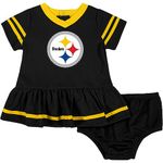 NFL Pittsburgh Steelers Girls 2018Dazzle Dress & Panty, Black, 3-6 Months