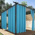 HolidayIdeas Outdoor Curtains for Patio Waterproof, 4 Panels - 54 x 84 Inch - Privacy Protection & Light Filtering Curtains Teal Grommet Outside Curtains for Porch, Gazebo, Pergola, Backyard