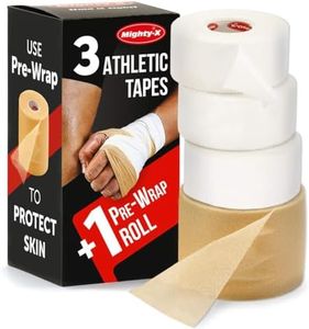 Premium White Athletic Tape for Injuries - 3pk + Pre-wrap - Easy Tear Zinc Oxide Tape - No Sticky Residue - Sports Athletic Tape - Soccer & Boxing Tape