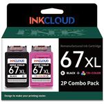 INKCLOUD Compatible Ink Cartridges Replacement for HP 67XL Printer Ink (1 Black 1 Tri-Color, 2Pack)