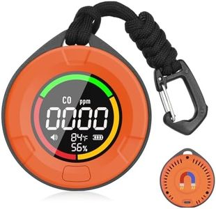 HAKINAKU [3-in-1] Portable Carbon Monoxide Detectors for Travel Mini Size Air Quality Monitor/Temperature/Humidity/CO Gas Detector Alarm Sensor for Outdoor Camping RV Car Indoor (Orange)