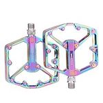 Mountain Bike Pedals 9/16" Flat MTB Pedals Aluminium Alloy Sealed Bearing Bicycle Platform Pedals for Road Mountain Bike BMX (Rainbow)