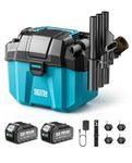 Seesii Cordless Shop Vac Wet and Dry, 2.6 Gallon Small Shop Vac with Accessory Storage Holder, 2 x 4.0Ah Batteries, 3-in-1 Wet Dry Vacuum with HEPA Filter, Strap, Ideal for Garage, Car, Workshop