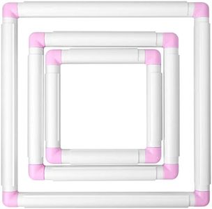 Pllieay 3 Pack Square Embroidery Hoops, Plastic Cross-Stitch Hoops, Plastic Clip Frame for Embroidery, Embroidery Quilting Frames (6x6", 8x8", 11x11")…