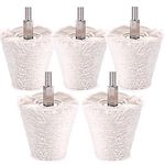 Swpeet 5 Pcs Cone-Shaped White Flannelette Polishing Wheel Grinding Head with 1/4" Handle for Metal Aluminum/Stainless Steel/Chrome/Jewelry/Wood/Plastic/Ceramic/Glass