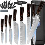 XYJ Stainless Steel Kitchen Knives Set 8 Piece Chef Knife Set with Carry Case Bag & Sheath Well Balance Ergonomic Handle