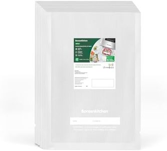 Bonsenkitchen Precut Vacuum Sealer Bags, 100 Gallon 11" x 16" Food Sealer Bags, Food Grade, BPA Free, Heavy Duty, Customized Vacuum Bags for Vac Storage, Meal Prep or Sous Vide Cooking, VB3214