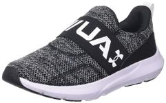 Under Armour Women's Surge 3 Slip on Running Shoe, (001) Black/Black/White, 5