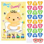 ASTARON Baby Shower Games Funny Pin The Pacifier on The Baby Game Baby Shower Party Supplies Gender Reveal Games for Guests Pin Game Set Baby 1st Birthday Party Game Supplies