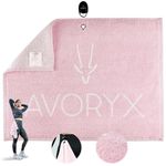 Avoryx Antibacterial Gym Towel – Odourless - 100% cotton, Fast-drying – Clip-and-go system included – Clip to your waist for hands-free workout (Pink)