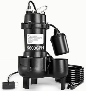 1HP Sewage/Effluent Pump Submersible, 115V 5600 GPH Cast Iron Pump with Automatic Tethered Float Switch, Sump Pump for Sump Basin, Basement, Residential Sewage, 2'' NPT Discharge