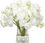 MEIVINES 18PCS Artificial Ranunculus Flower Faux Flowers for Vase Flower Bouquet Fake Silk Mini Ranunculus Bulk for Wedding Birthday Centerpieces Home Artistic Decoration (White)