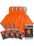 aZengear Emergency Survival Poncho (4pc) Thermal Mylar Foil Coating Blanket for Heat Retention and Rain | Reversible with Hood | Waterproof, Windproof, Portable, Hands-free, Outdoor Kit