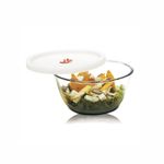 SignoraWare Borosilicate Glass Mixing Bowl and Serving Bowl with Lid and Steam release Knob, Micro Wave Oven Safe (500ml, Set Of 1 Piece, Transparent Clear)