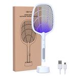 imirror Bug Zapper, Mosquito Killer Mosquitoes Trap Lamp & Racket 2 in 1, USB Rechargeable Electric Fly Swatter for Home and Outdoor Powerful Grid 3-Layer Safety Mesh Safe to Touch