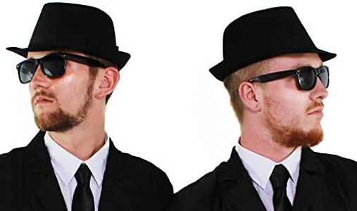 I LOVE FANCY DRESS 2 x Blues kit Ensemble de costume accessoire de déguisement de qualité 60 cm Noir Fedora Chapeau + Lunettes de Noir avec Noir Verres Idéal pour 2 frères Blues