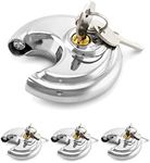 QWORK Keyed Alike Disc Padlock, 4 Pack Stainless Steel Discus Lock with 3/8-Inch Shackle, 2-3/4 in Wide, for Garages, Fence, Sheds and Storage Unit