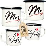 KLIN LIVING Mr and Mrs Mugs, Couple Mugs, His and Hers Coffee Mugs Set, Mr and Mrs Coffee Mugs Set, His and Hers Mugs, Hubby Wifey Mugs, His and Her Coffee Mugs for Couples, set of 2 cups, 11 oz