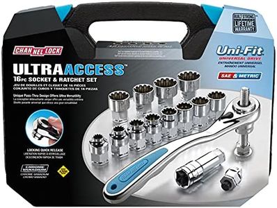 Channellock 39100 Ultra Access Socket Set, 16 Piece, Chrome/Nickel