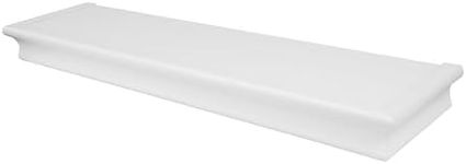 HIGH & MIGHTY 515660 Decorative 24" Floating Shelf Holds up to 20lbs, Easy Tool-Free Dry Wall Installation, Beveled, Ecommerce Packaging, White