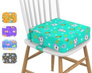 Toddler Booster Seat for Dining Table, KIDUN Portable Dining Chair Heightening Cushion, Washable Adjustable Booster Chair Increasing Cushion for Kids with Safety Buckles and Non-Slip (Tiffany Blue)