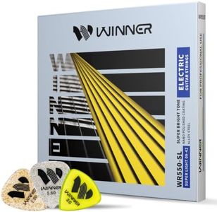 W WINNER Electric Guitar Strings – 09-42 Alloy Steel Nano Coated, Bright Tone, Tight Bass, Anti-Corrosion, 6-String Set (WR550-SL)