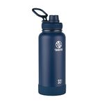 Takeya Actives Insulated Stainless Steel Water Bottle with Spout Lid, 0.9 Liter / 32 Ounce, Midnight Blue