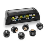 Avutrel TPMS Tyre Pressure Monitoring System for HGVs, Caravans, Coaches, Motorhom, 6 Wheel Sensors,with 5 Alarm Modes,Solar/USB Charging(Enhanced 2024 Version)