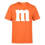 Letter M Halloween Costumes T-Shirt | Funny Cool Graphic Tee Idea | for Men, Orange, Medium