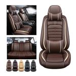 5 Seat Covers for Subaru Outback 2005-2024 Nappa Leather Car Seat Covers Waterproof and Dustproof Car Seat Protectors Comfort Car Seat Covers with Airbag（Luxury, Coffee）