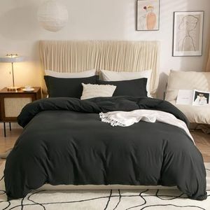 ForZzz 2000TC Black Hotel Soft Microfiber Quilt Cover Set Queen Size,3 Pieces Duvet/Donna Cover Set, 1 Quilt Cover Zipper Closure & 2 x Pillowcases(Queen,Black)