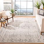 Safavieh Tulum Collection TUL268A Moroccan Boho Distressed Area Rug, 5'3" x 7'6", Ivory/Grey