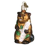 Old World Christmas 12194 Wildlife Animals Glass Blown Ornaments for Christmas Tree Eager Beaver, Brown